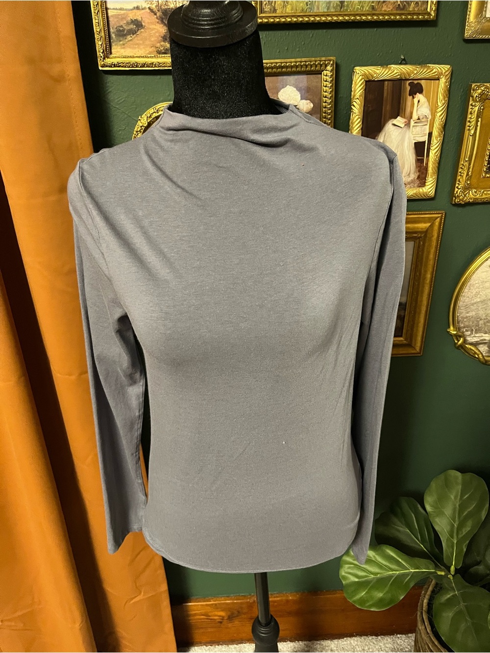 Old Navy Classic Women's Long-Sleeve Mock Neck Top - Stormy Blue-Gray